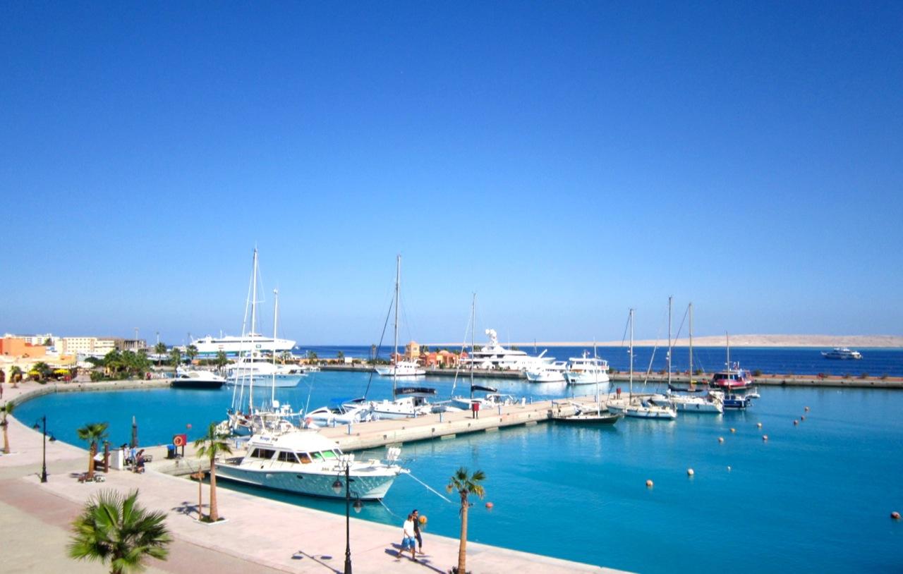 Yachts moored at Hurghada Marina on the Red Sea