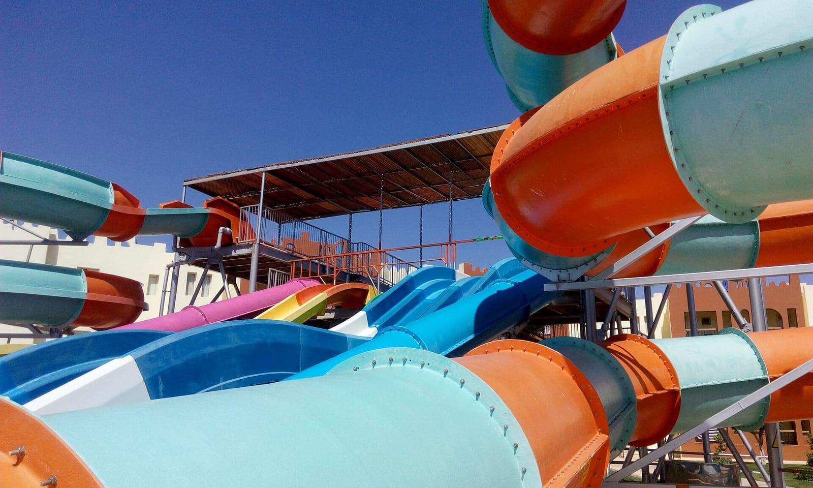 Colourful water slides at a Red Sea water park